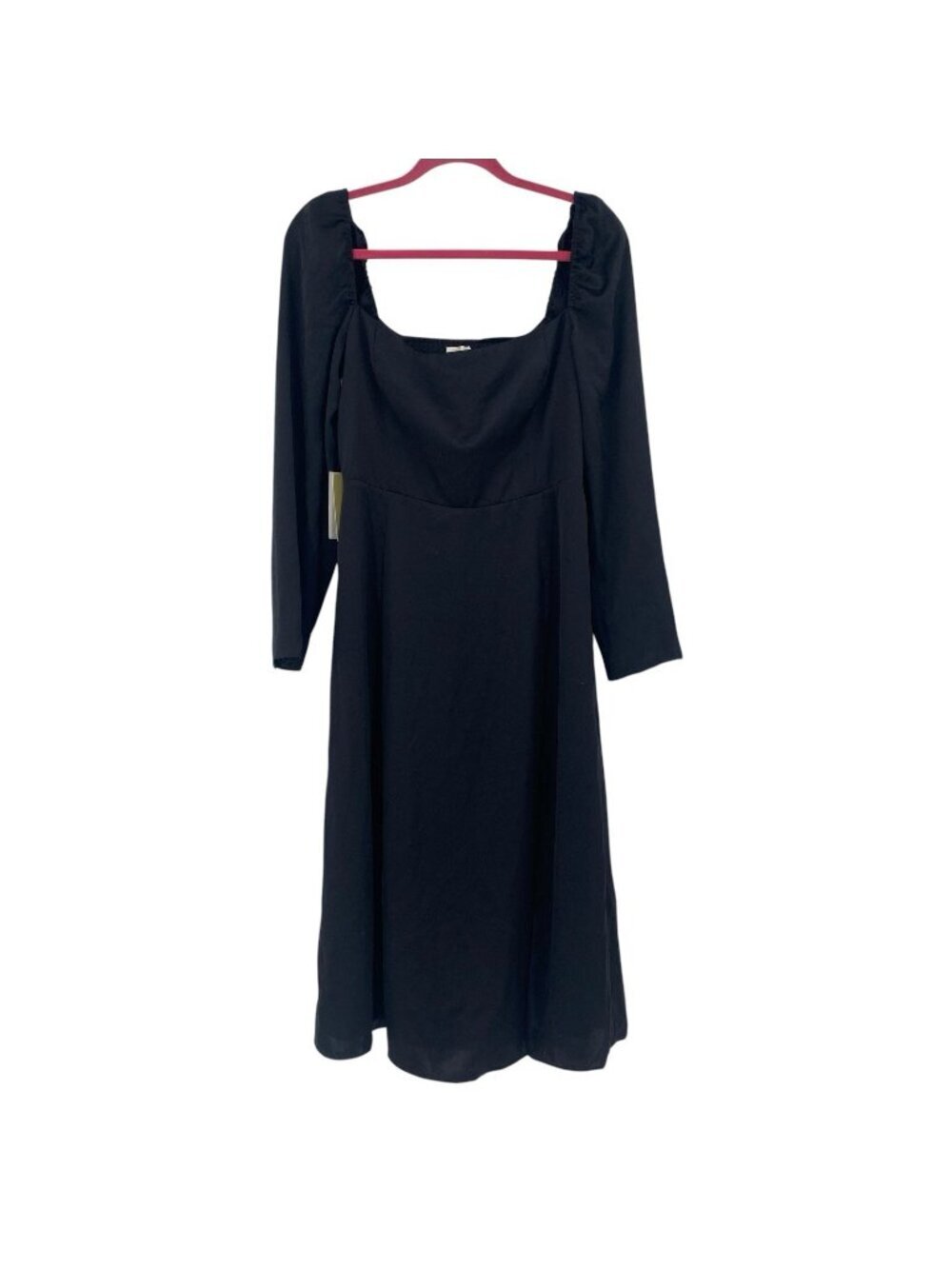 Aritzia Wilfred Size 10 Black Bridgerton Dress Satin Midi Slit Square Neck